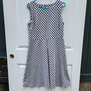 Talbots Dark Grey and White Polka Dot Sleeveless Dress Size Large